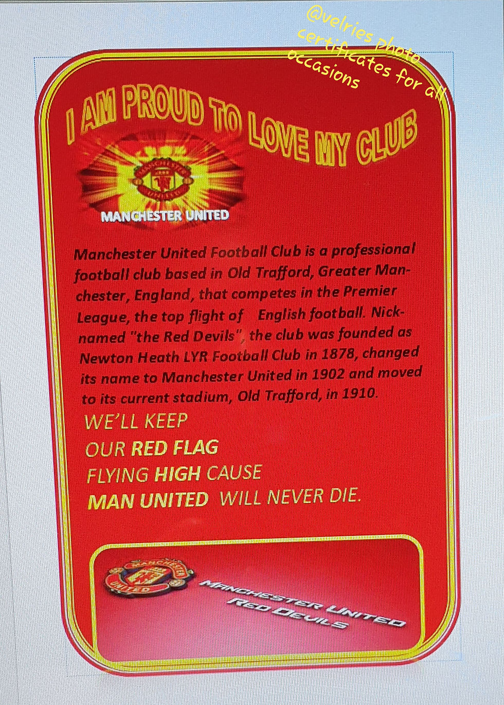 Thumbnail: Football Photo certificates 