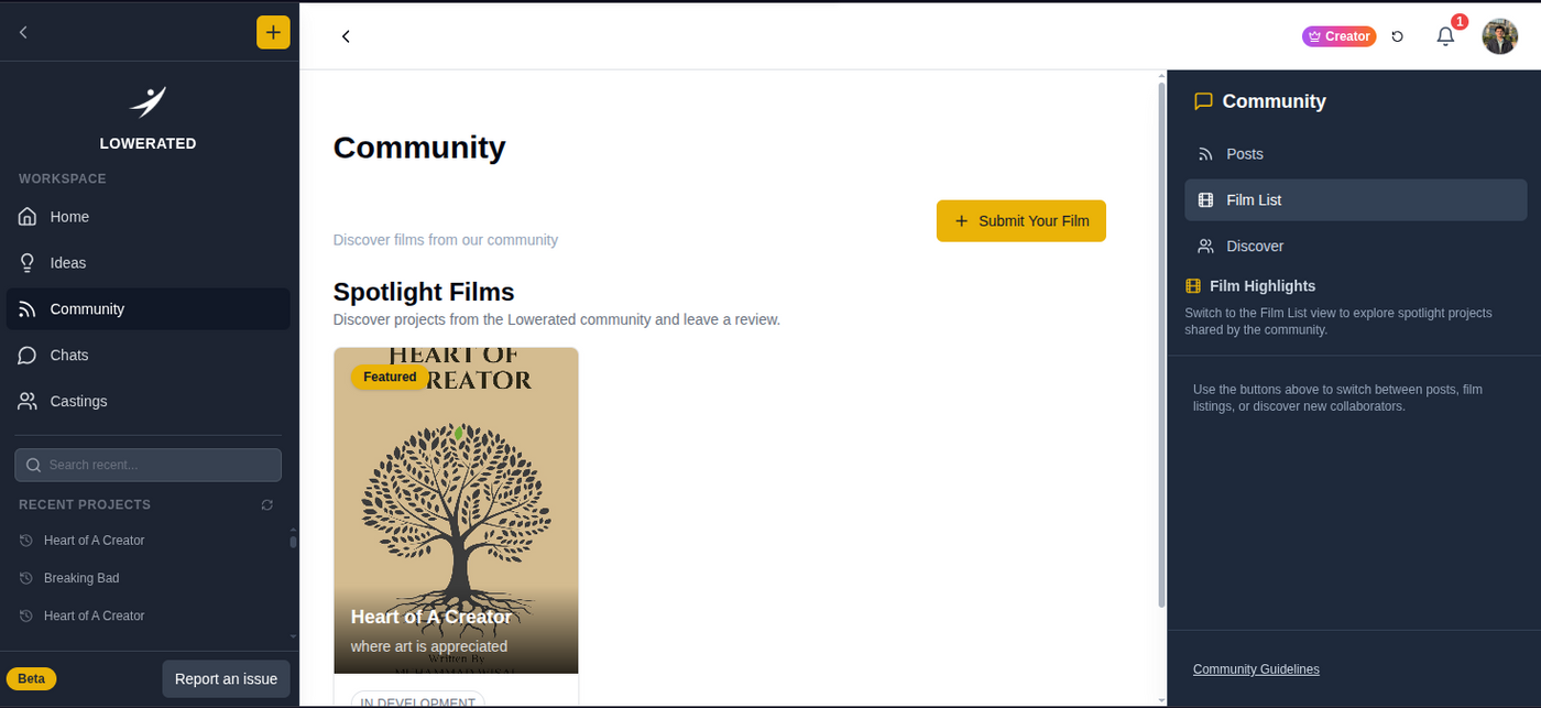 Filmmakers Community Platform