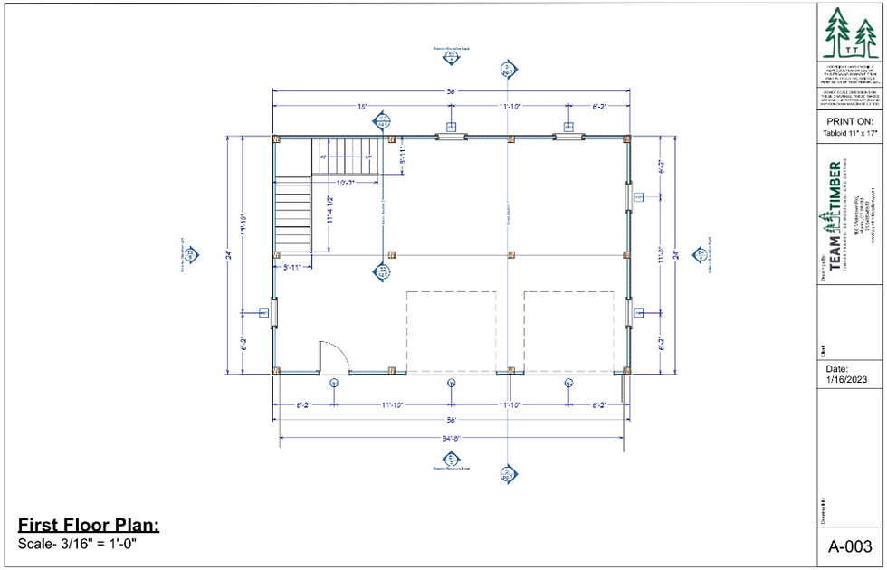 Thumbnail: 24' x 36', 1-1/2 Story Simple Post & Beam Barn