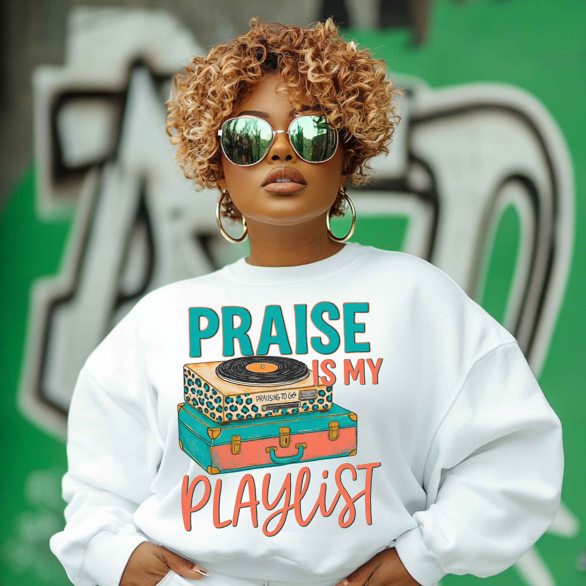 Praise is My Playlist Vintage Record Design PNG – Instant Digital Downlo