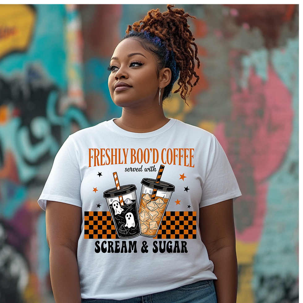 Thumbnail: Freshly Boo’d Coffee Halloween PNG | Ghost Iced Coffee Funny Fall Shirt Design
