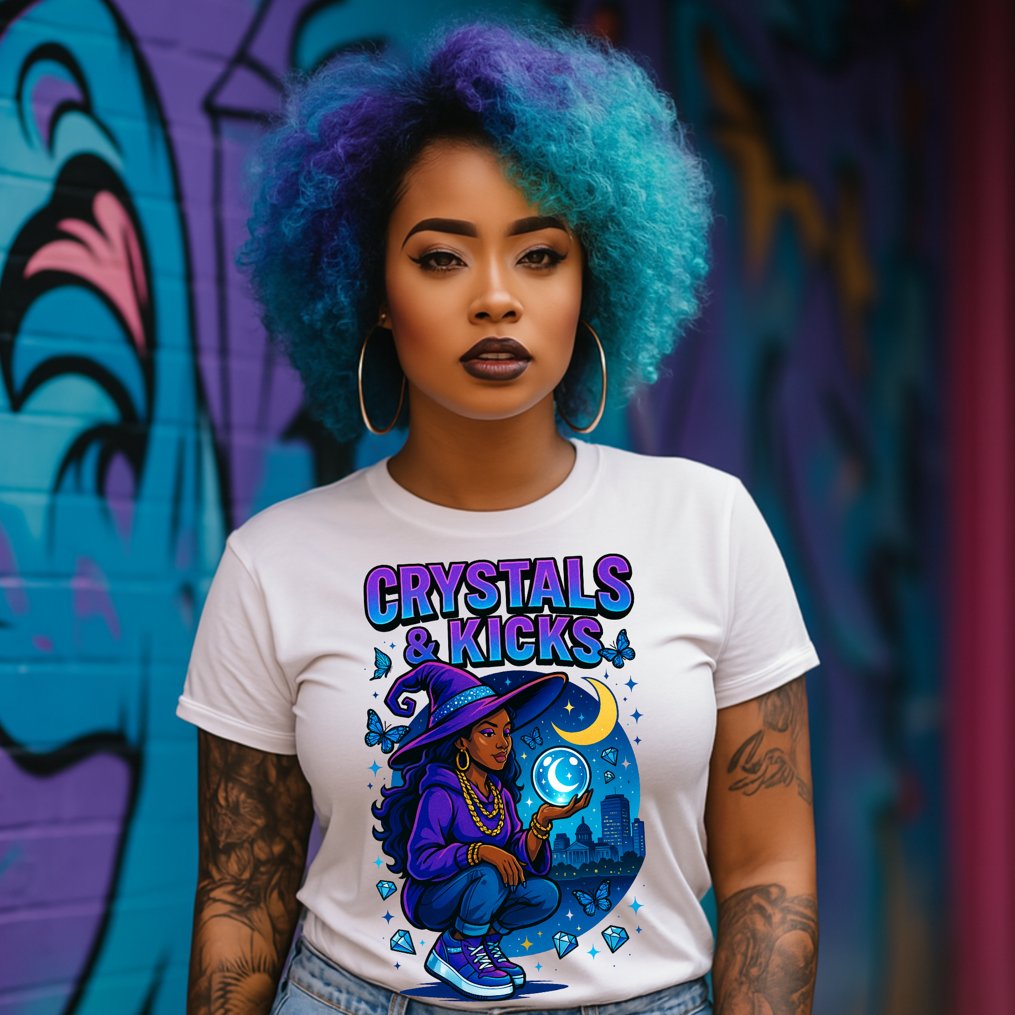 Crystals &amp;amp;amp; Kicks Witch PNG | Afro Magic Girl Digital Art | G