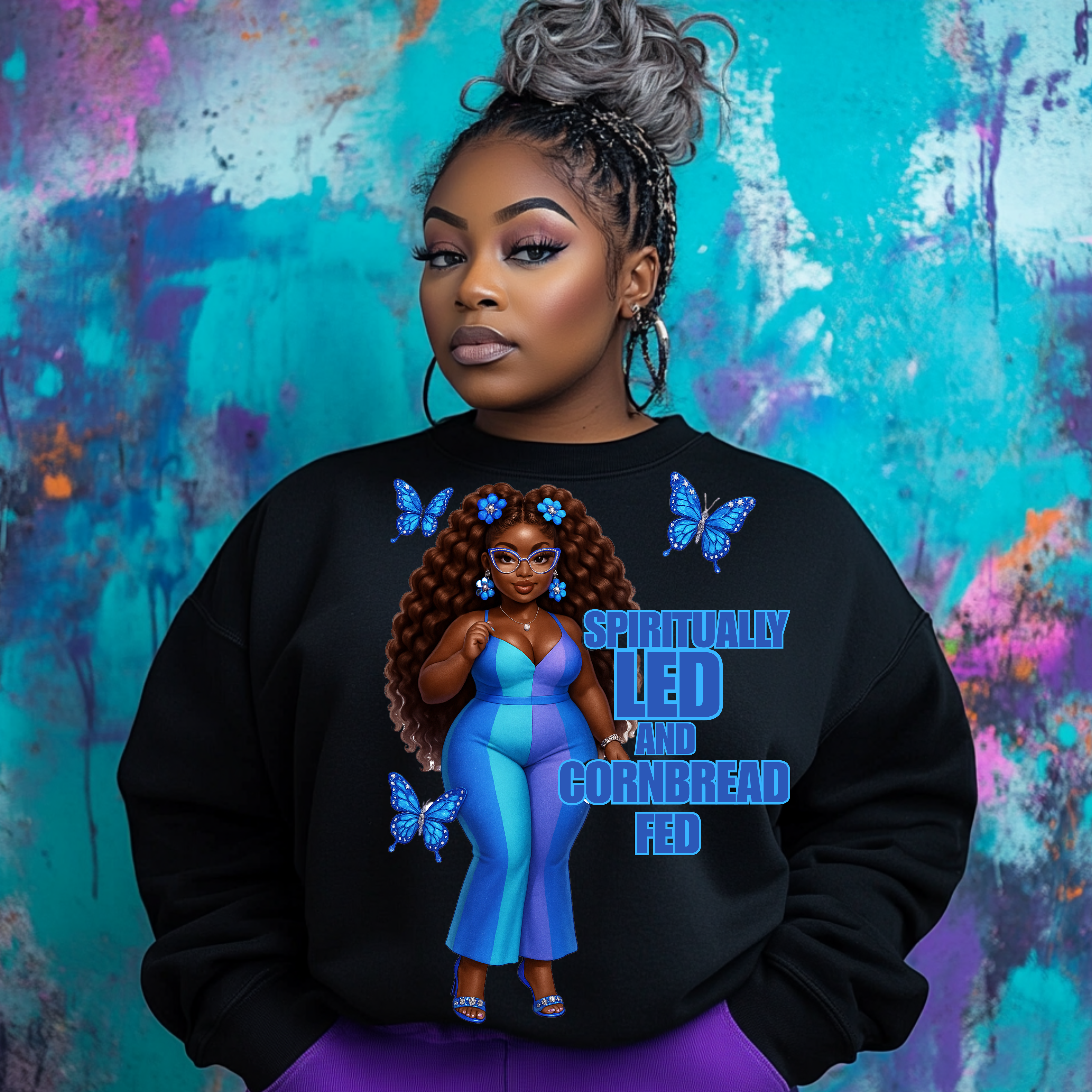 Spiritually Led Cornbread Fed Black Girl PNG for Sublimation & DTF Printing