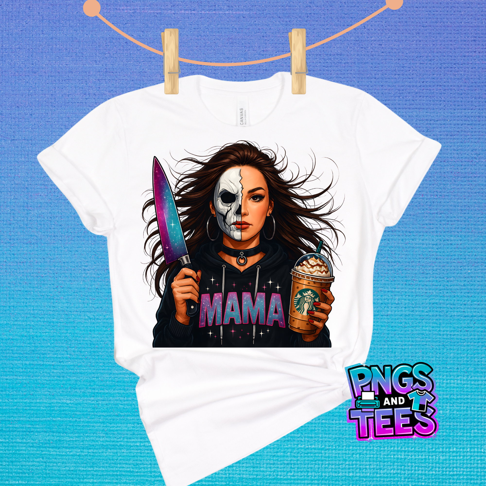 Halloween Mama PNG | Spooky Coffee Skull Design | Instant Digital Downlo