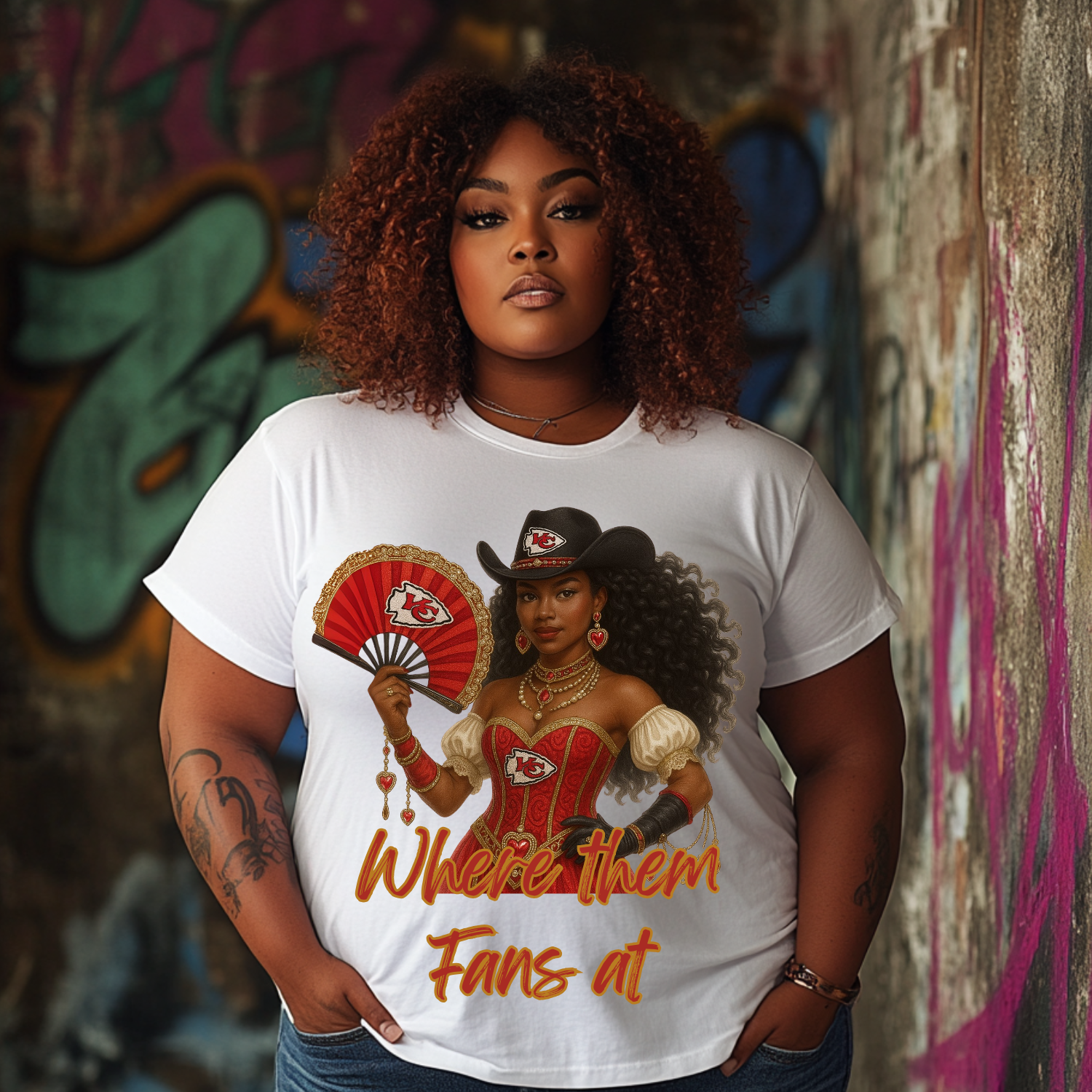 KC Chiefs Where Them Fans At PNG | Trendy Football Girl Art