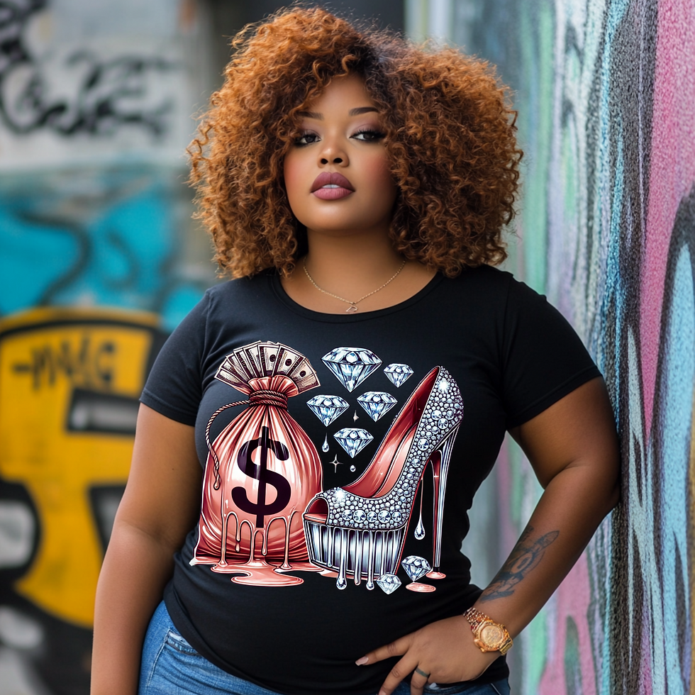 Glam High Heels and Money Bag PNG | Bling Diamond Drip Digital Dow