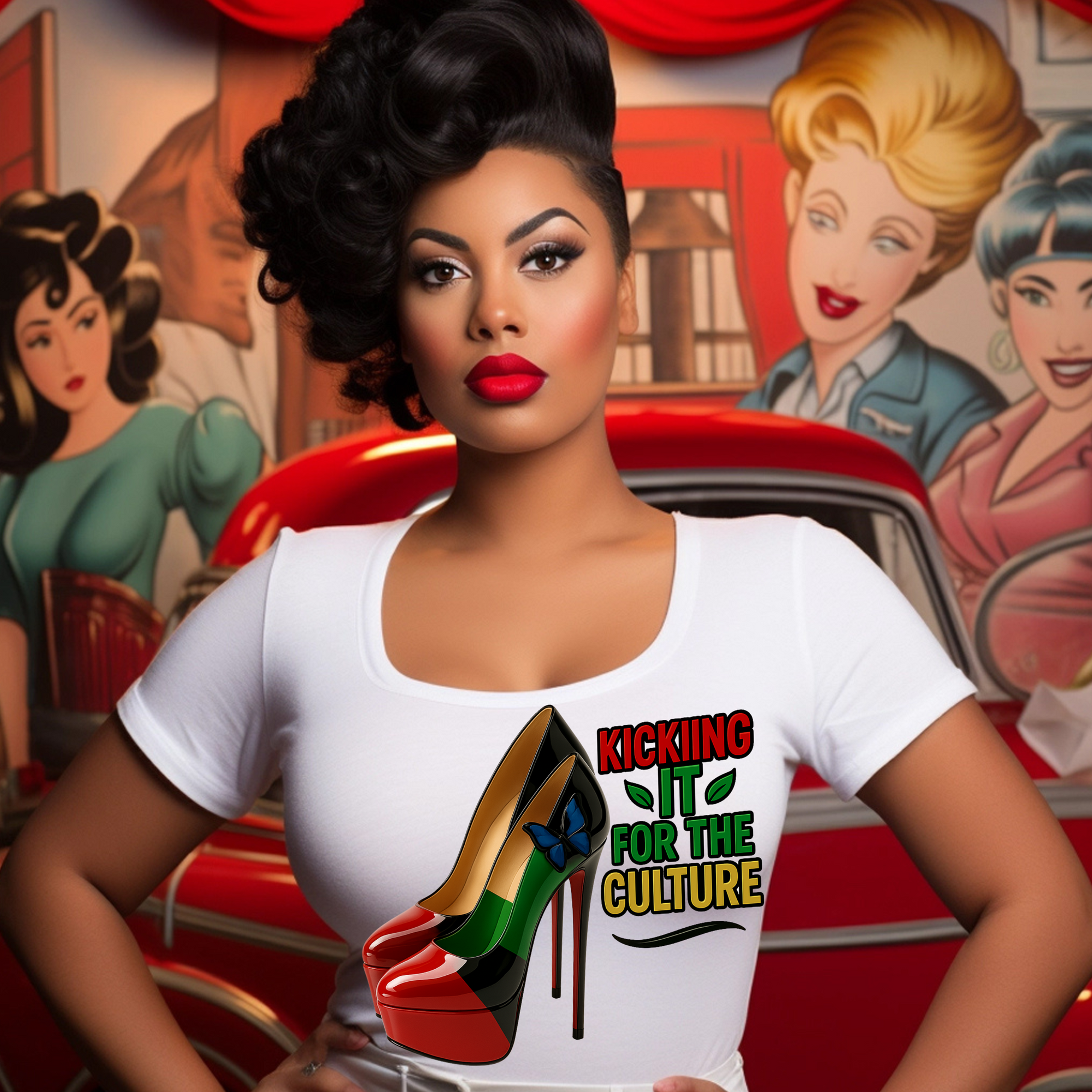 Kicking It For The Culture PNG Designs | Afrocentric Shoe Art for DTF an