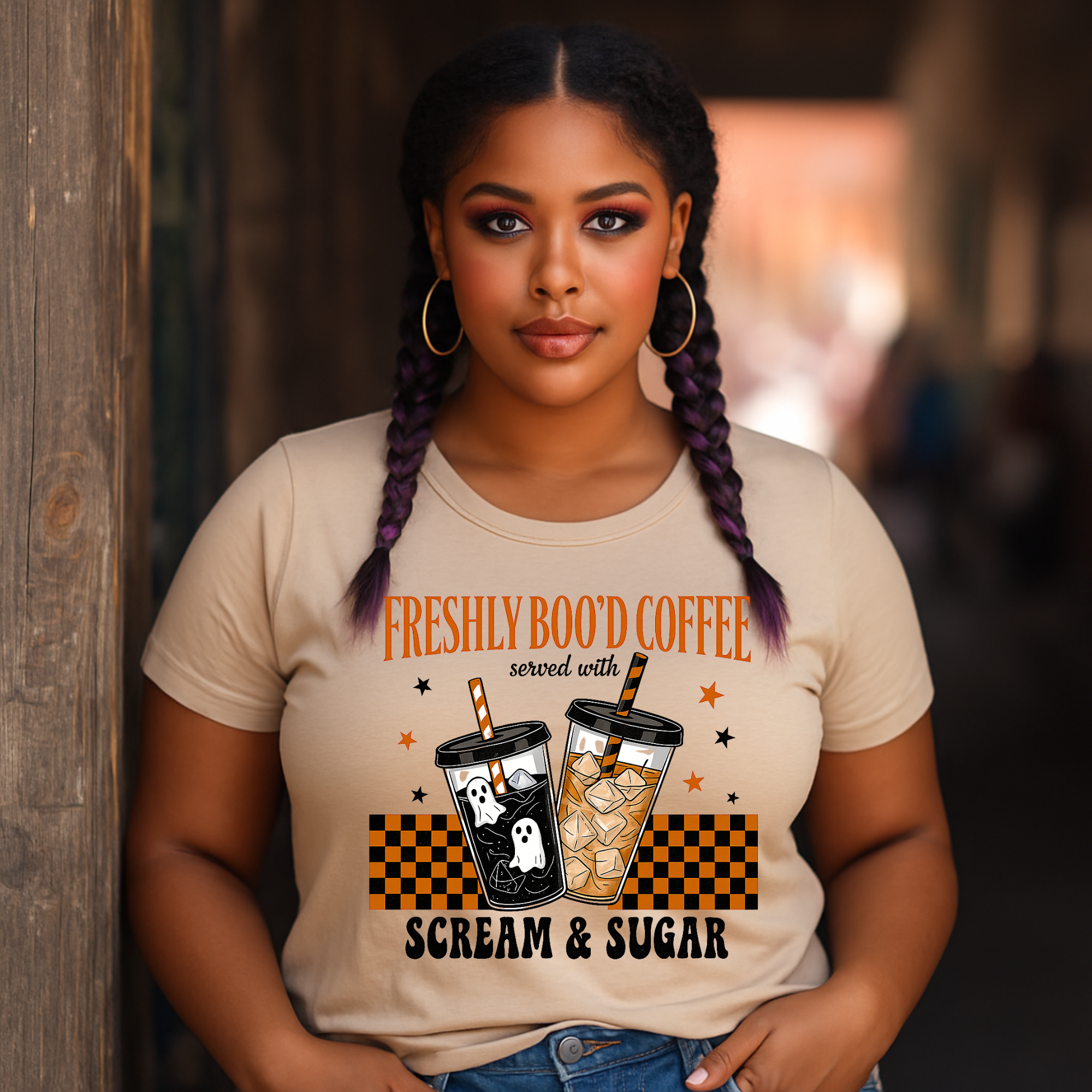 Freshly Boo’d Coffee Halloween PNG | Ghost Iced Coffee Funny Fall Shirt Design