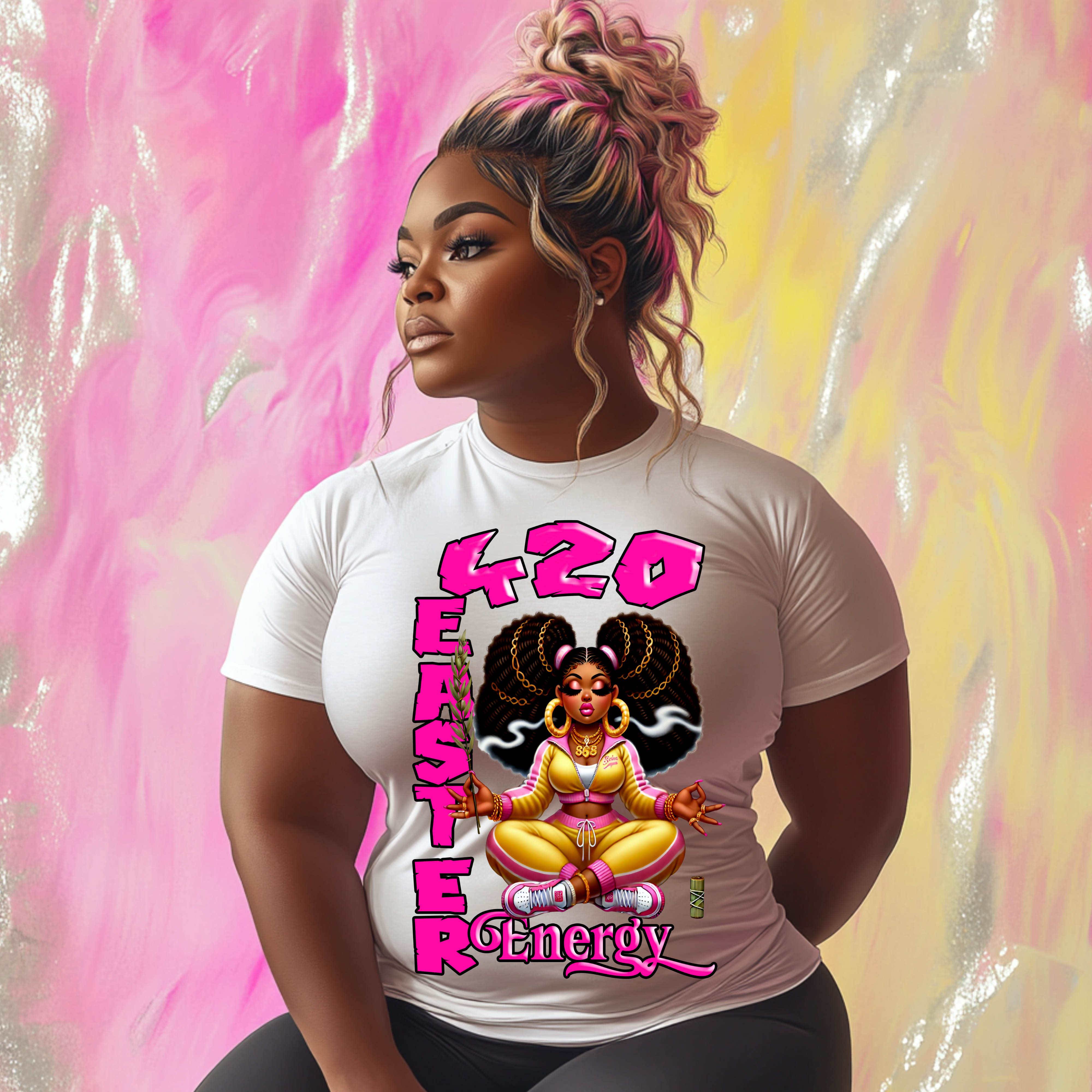 420 Easter Bunny Black Girl PNG | Funny Cannabis Graphic for Sublimation | Afro