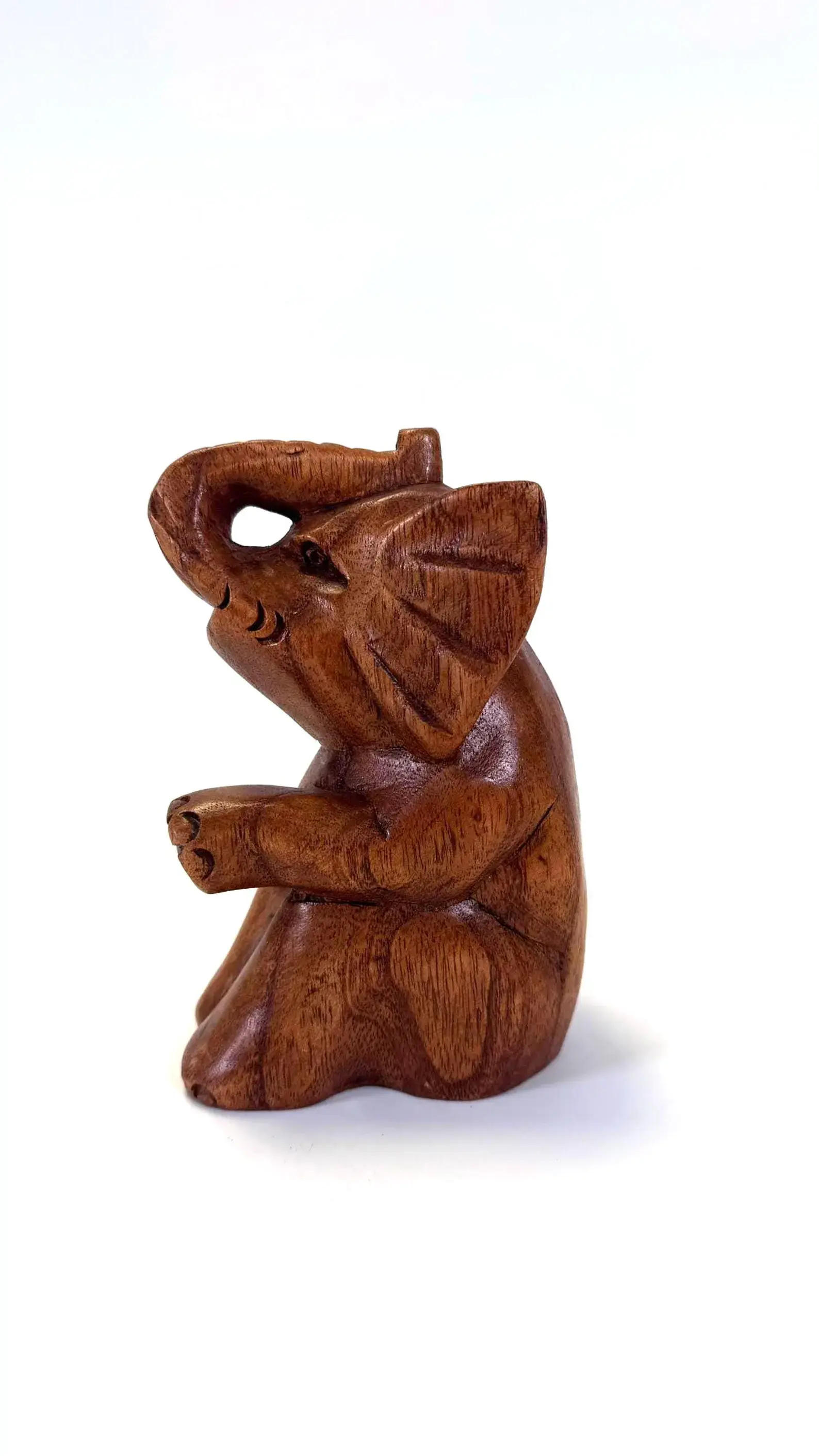 Solid Wood Elephant Figurine