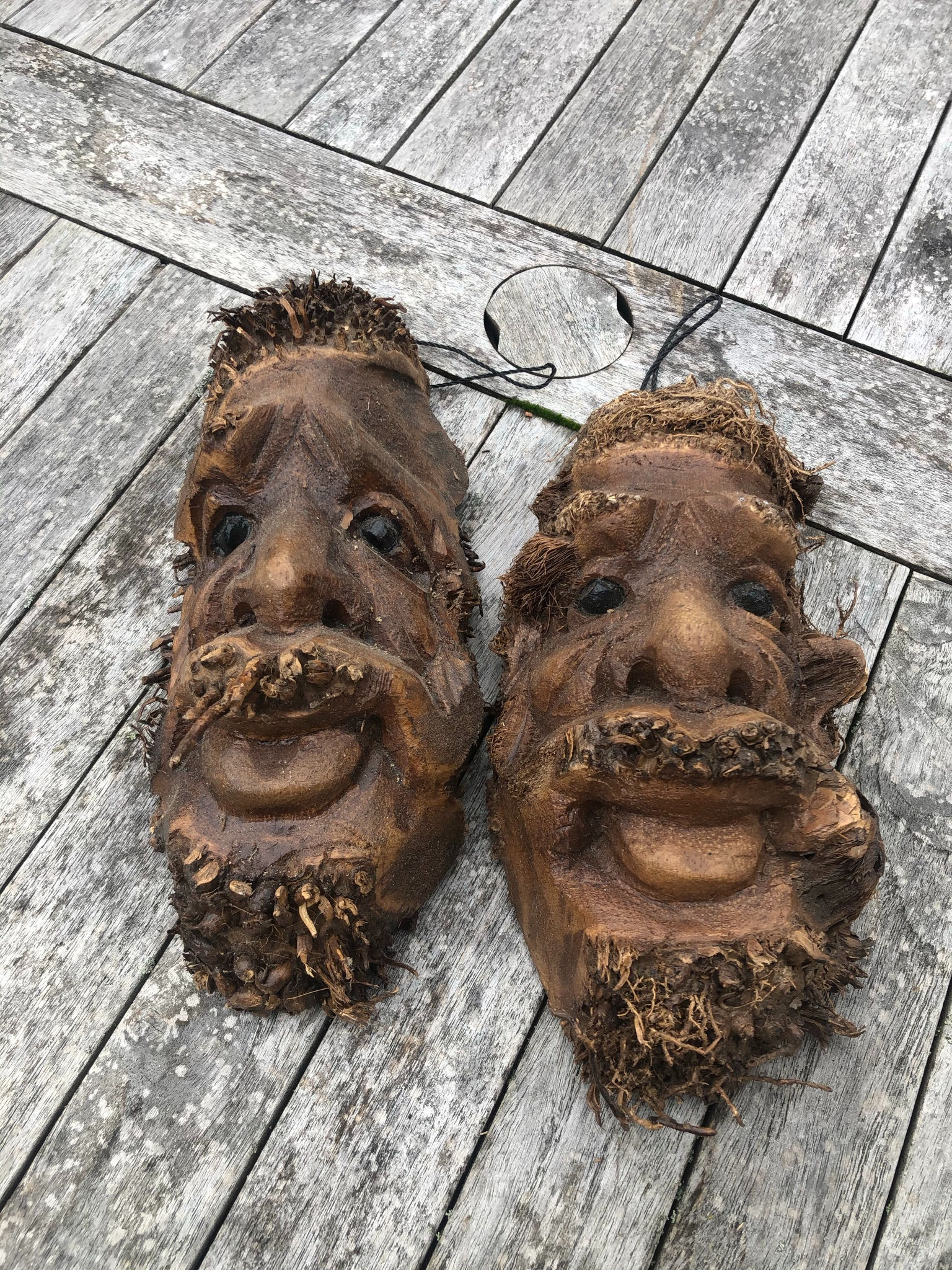Old man wall mask from tree roots
