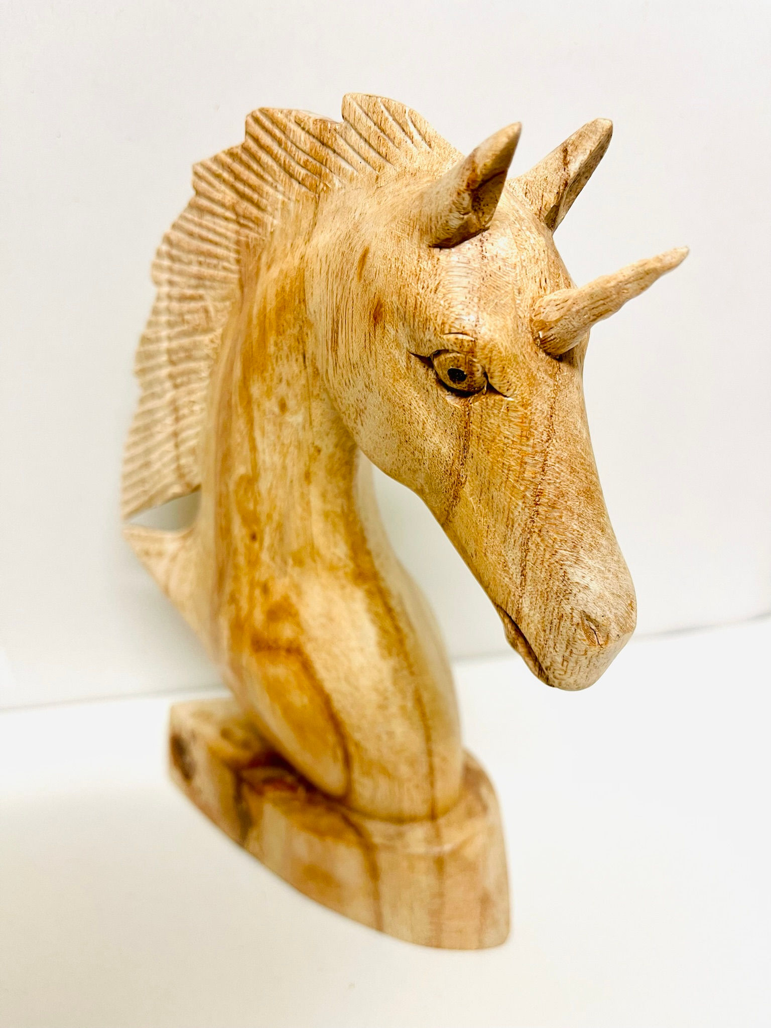 Unicorn head carving