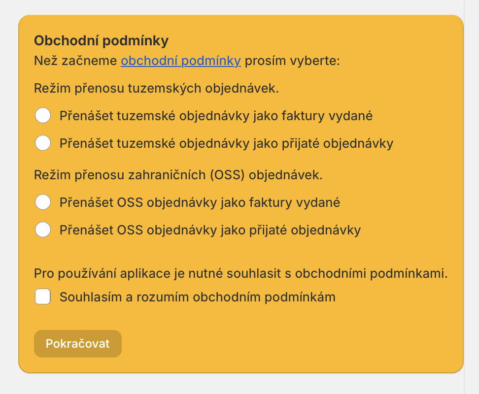 Volba typů dokladů v Aleně