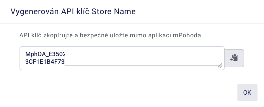 mPOHODA: zkopírování API klíče