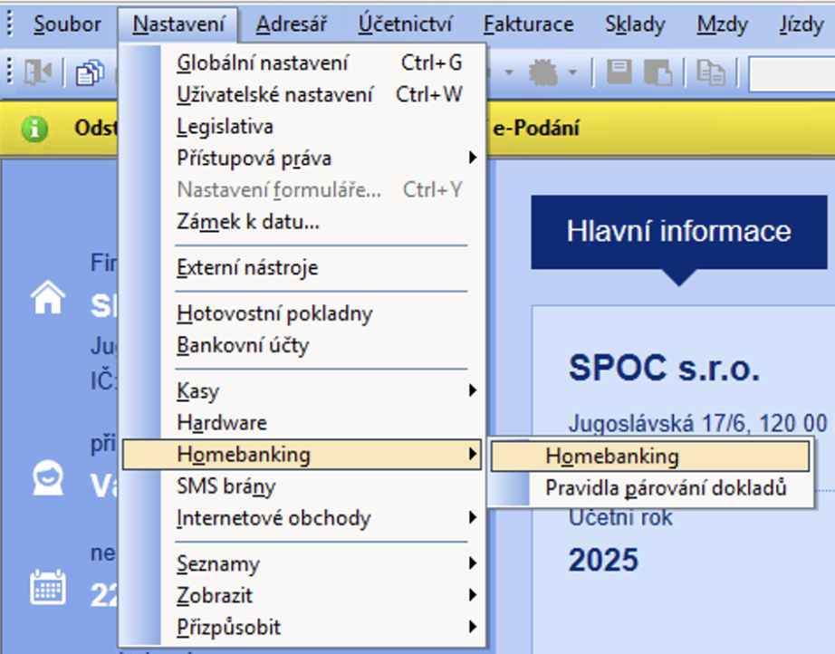 POHODA: pravidla párování dokladů
