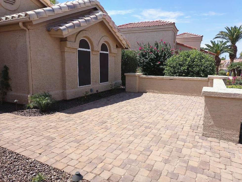 paver patio and half wall of arizona home