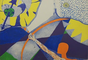 MALA SEAN PRENDI UN CAVALLO E SCAPPA mista biro e smalti su plastica 100x70 1999