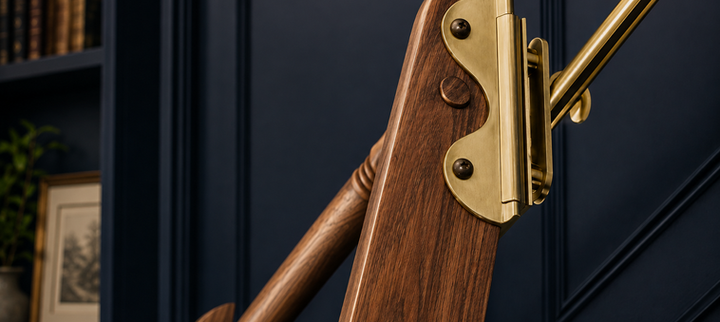 Putnam Brushed Satin Brass Hardware Walnut Ladder