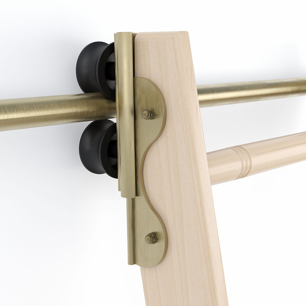 Quiet Glide Rolling Ladder Kit - Satin Brass
