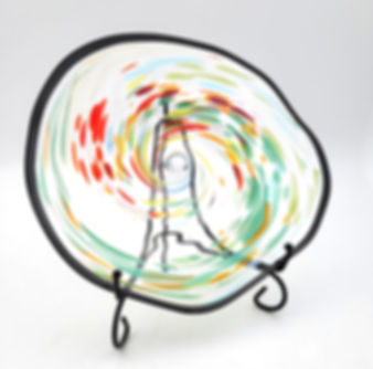Multicolor Glass Rondele - Decorative Plate