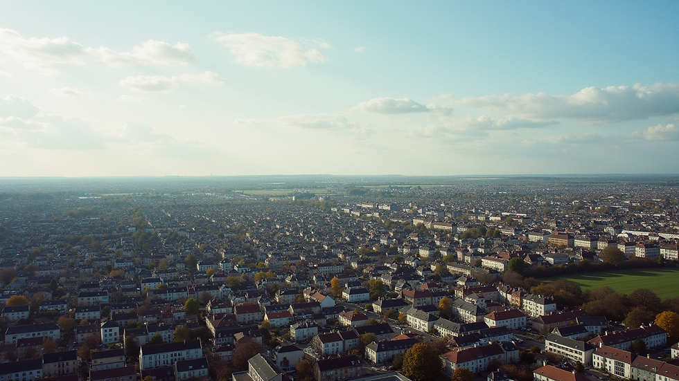 Vue aérienne de Caen avec ses quartiers résidentiels