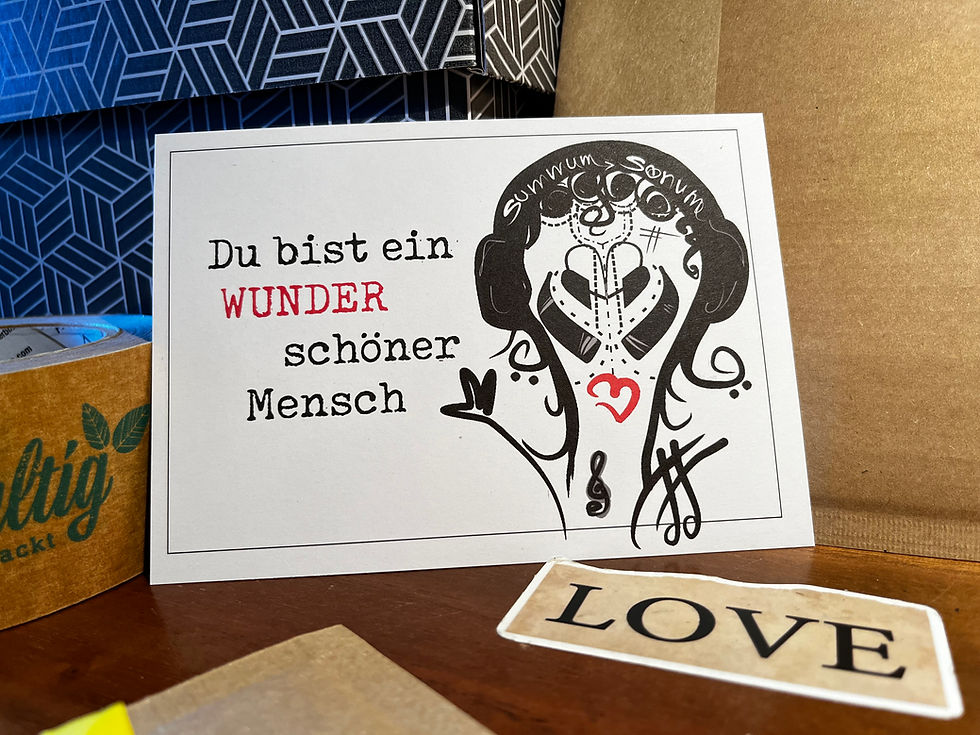 Miniaturbild: Postkarte Du bist ein wunderschöner Mensch, schwarz-weiss-rot