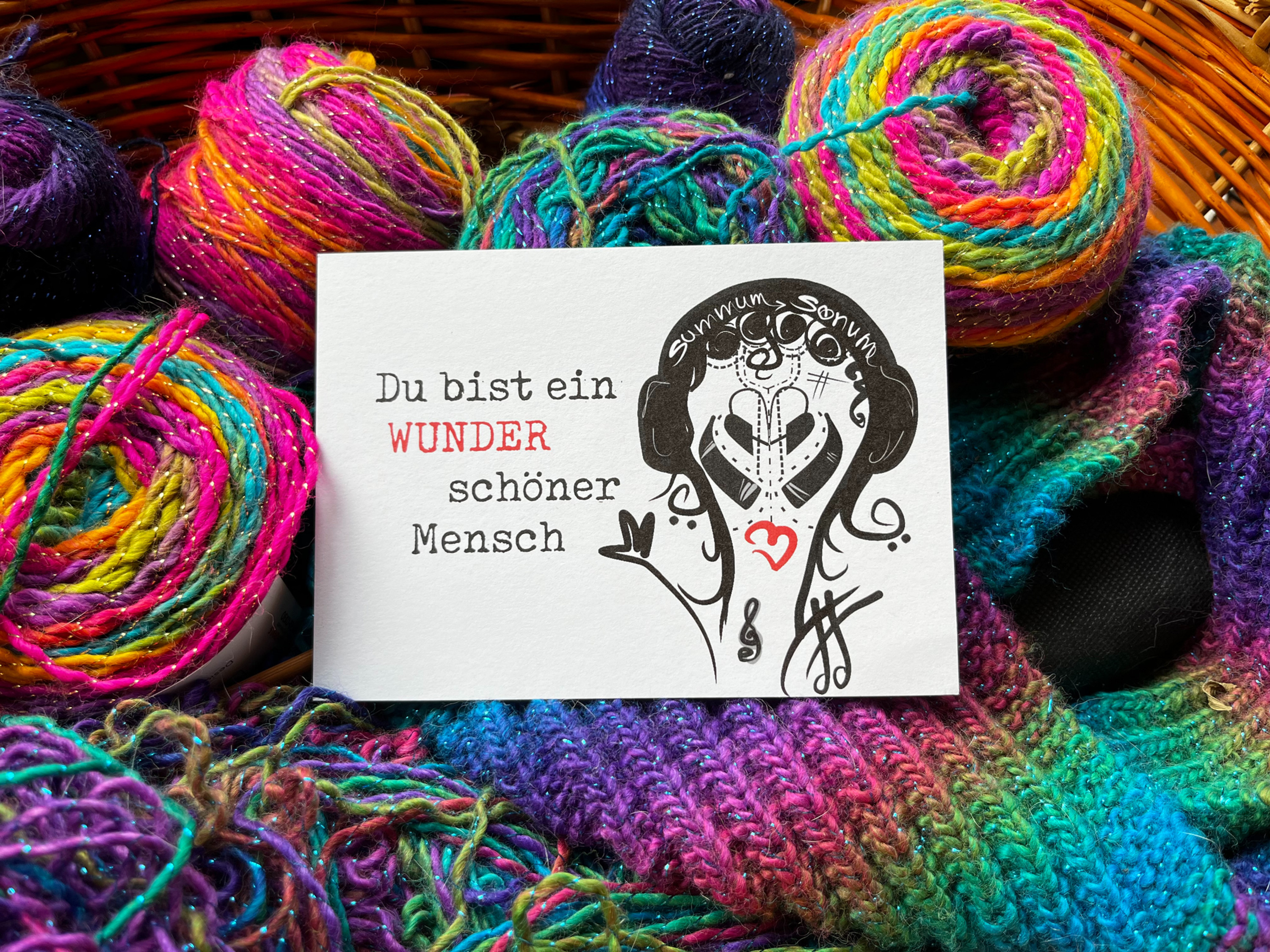 Designer-Postkarte "Du bist ein wunderschöner Mensch" sw/r
