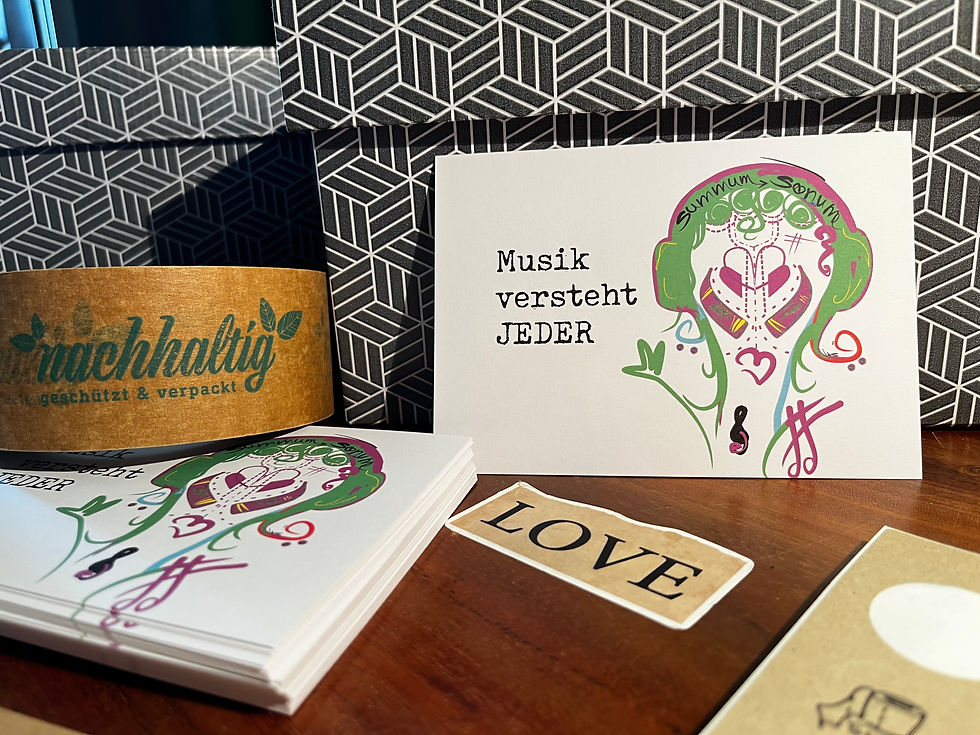 Miniaturbild: Designer-Postkarte "Musik versteht jeder" psychedelic