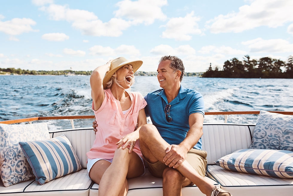 A retire couple enjoying their best life because they have a fully funded IUL with living benefits.