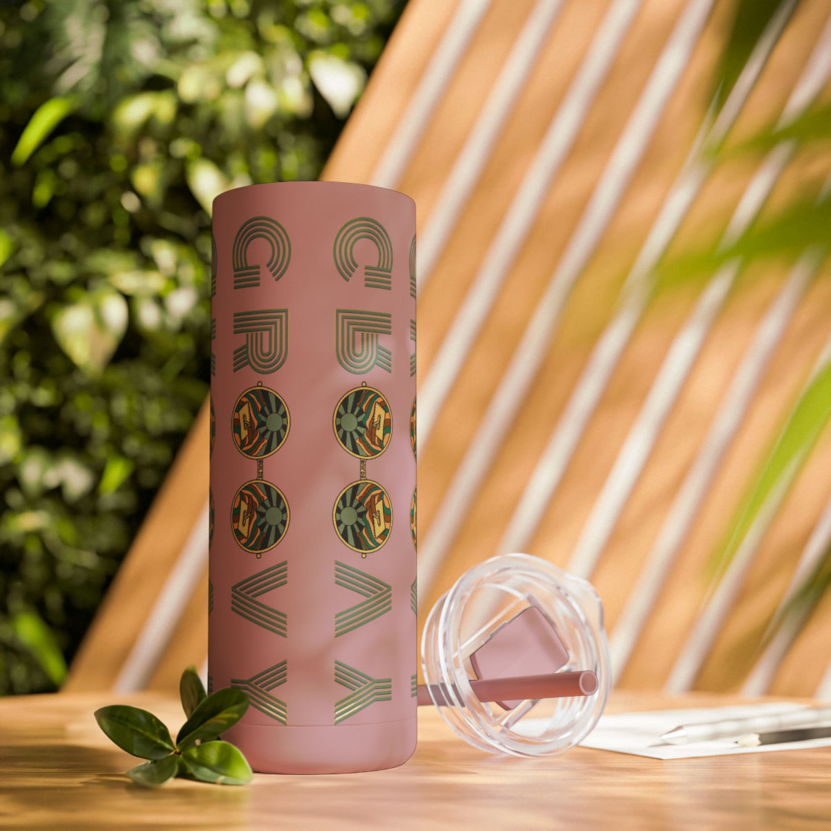 Groovy Tiler Glasses Maars Maker Skinny Matte Tumbler, 20oz