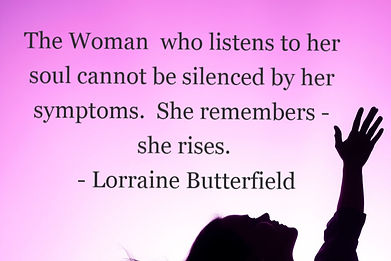 Soft, flowing purple_pink background with a silhouette of a woman rising or standing in a