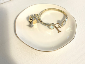 A personalized ceramic ring and jewelry organizer