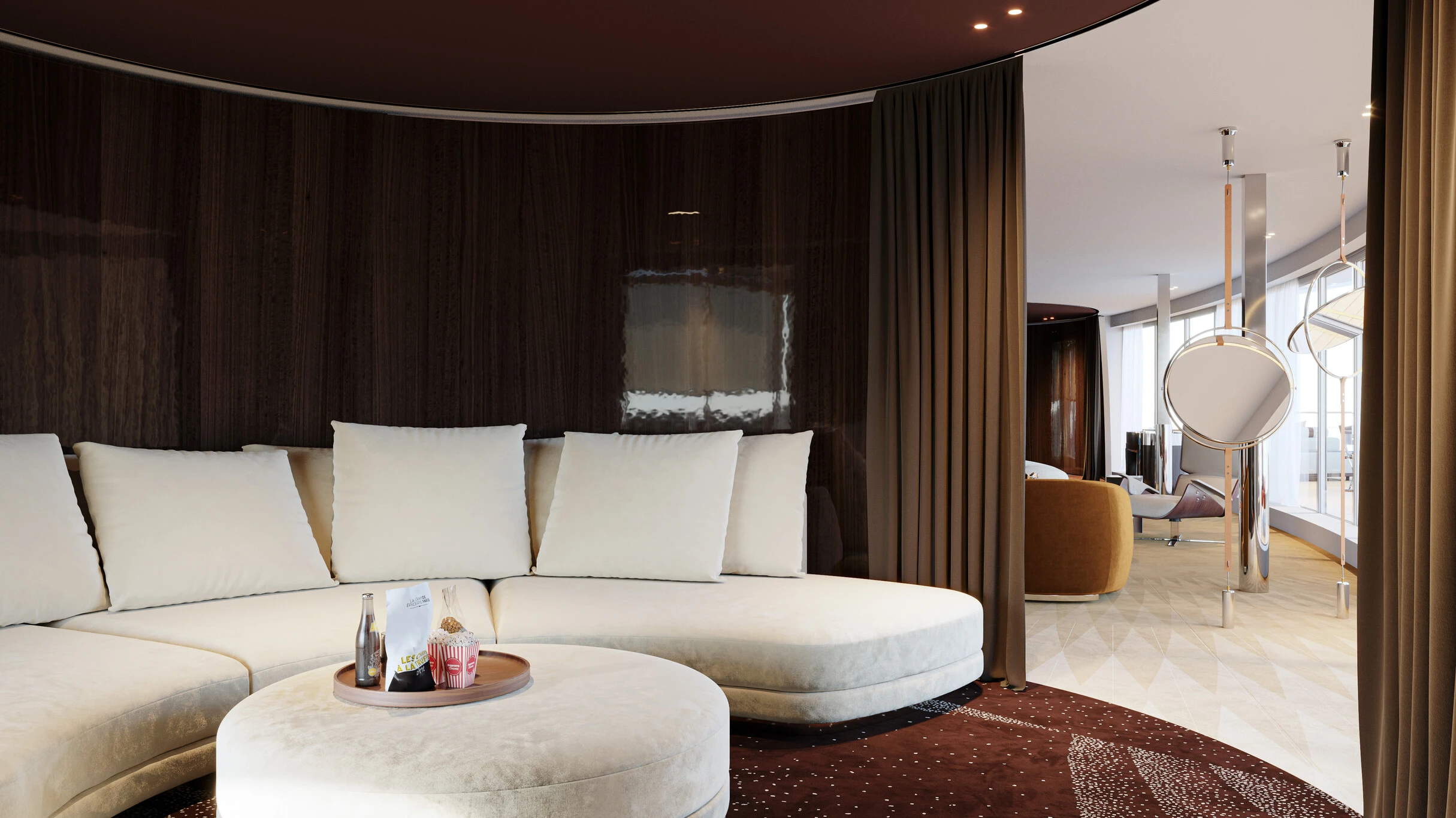 At the centre of the ship is the Agatha Christie Penthouse Suite.