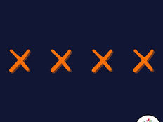 Four orange crosses in a line
