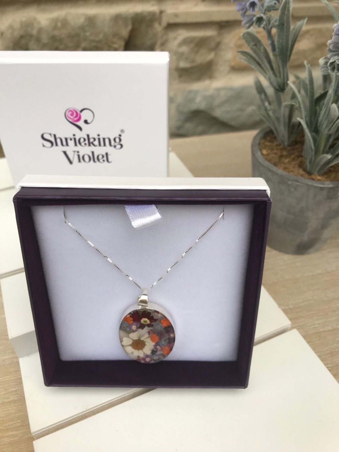 Large oval mixed flower pendant 