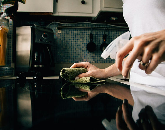 Wiping a stone countertop