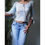 Thumbnail: Vintage Y2K Patchwork Mesh Flare Sleeve Top (S-M)