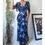 Thumbnail: Vintage Y2K Romantic Blue Rose Sequin Beaded Maxi Dress (S) 