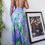 Thumbnail: Vintage Y2K Burnout Purple and Green Floral Milkmaid Bust Fairy Gown (S)