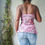 Thumbnail: Vintage Y2K Pink Paisley Boho Strapless Top (S-M)