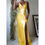 Thumbnail: Vintage Y2K Yellow Satin Backless Gown (S) 