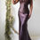 Thumbnail: Vintage Y2K Chocolate Brown Satin Halter Gown (M)