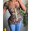 Thumbnail: Vintage Y2K Boho Lace Ruched Bustier Style Top (M)