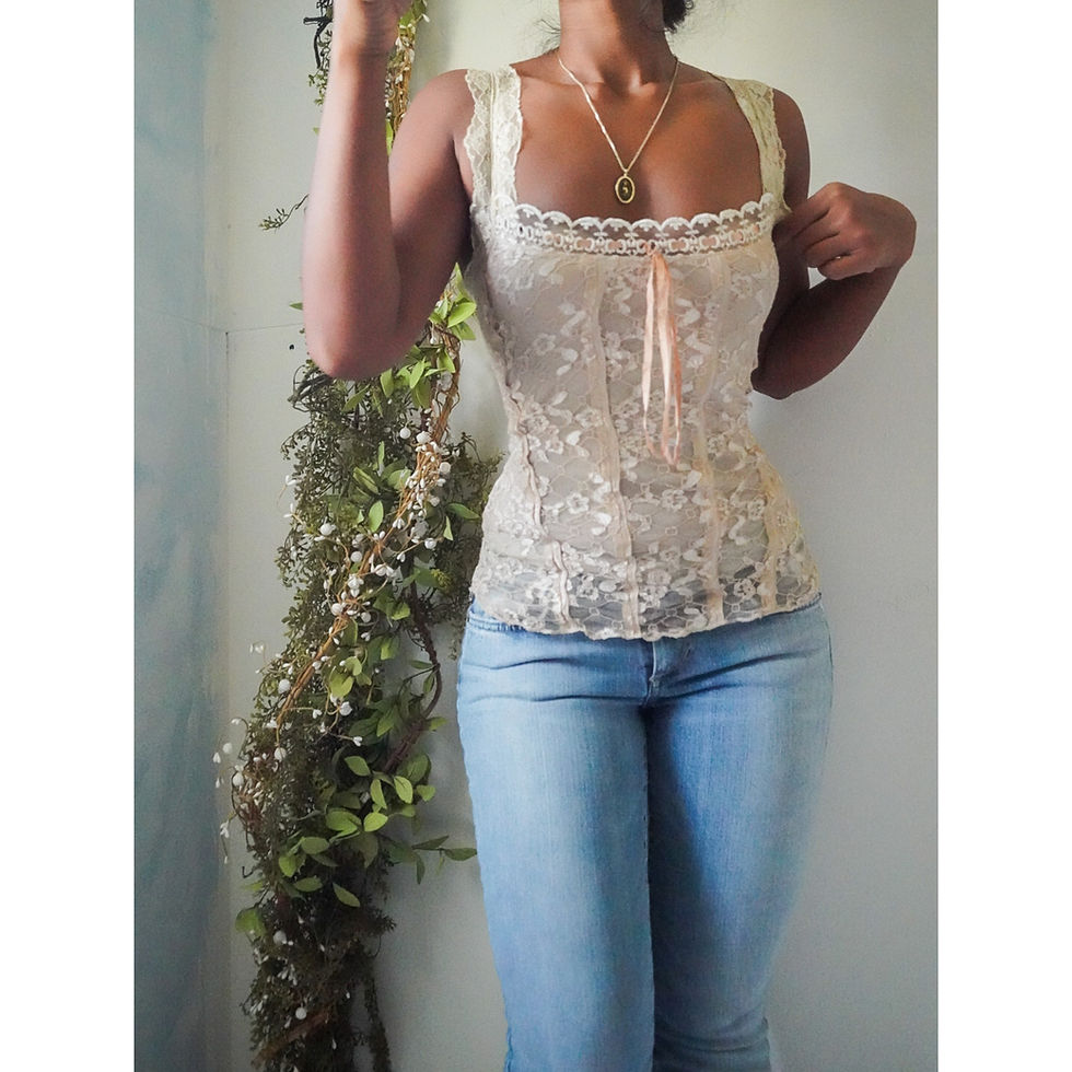Vintage Y2K Cream Lace Coquette Fairy Cami (S) 