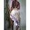 Thumbnail: Vintage Y2K Tan Beaded Silk Fairy Asymmetric Dress (S-M)
