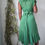 Thumbnail: Vintage Y2K Green Silk Midi Dress (S-M)