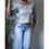 Thumbnail: Vintage Y2K Patchwork Mesh Flare Sleeve Top (S-M)