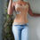 Thumbnail: Vintage Y2K Tan Mesh Butterfly Sequin Beaded Cami (S-M) 