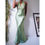 Thumbnail: Vintage Y2K Sage Green Satin Halter Gown (S) 