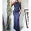 Thumbnail: Vintage Y2K Deep Navy Beaded Formal Dress (S)
